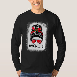 T-shirt Maman Vie Crâne Messagerie Cheveux Lunettes de sol