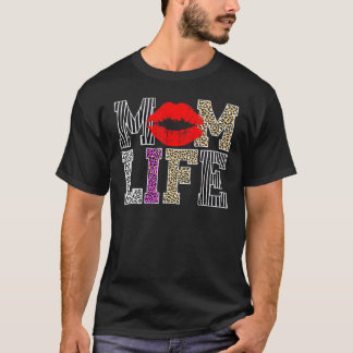 T-shirt Maman Vie Lèvres léopard Fête des mères