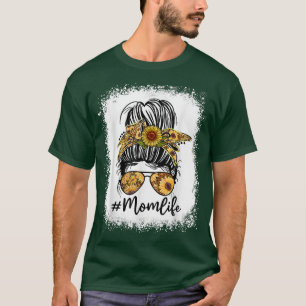 T-shirt Maman Vie Messager Cheveux Bun Tournesol Femmes Mè