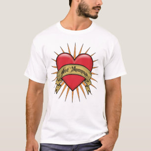 T-shirt Mamans chaudes de coeur de tatouage