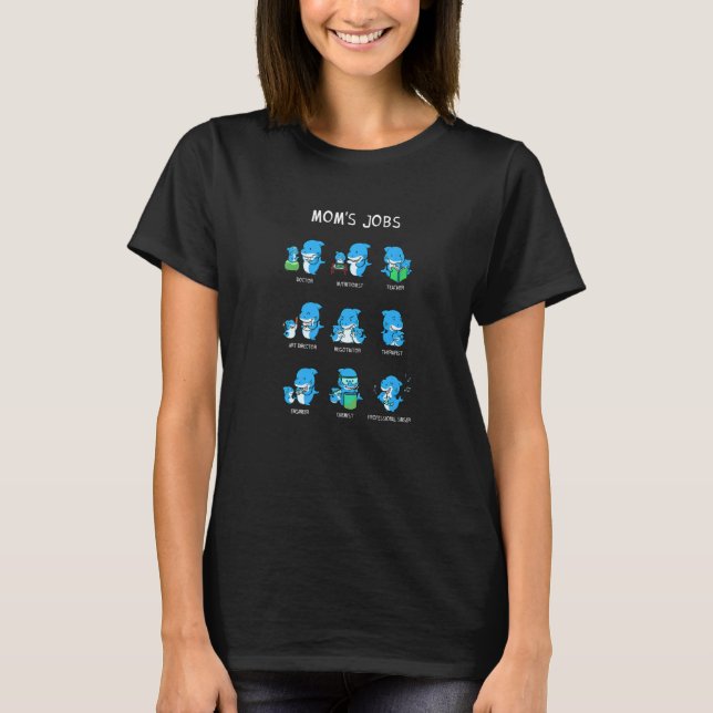 T-shirt Maman's Jobs Fête des mères maman requin Nerd mama (Devant)