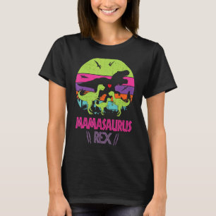 T-shirt Mamasaurus Et Trois Dinosaures Vintage Moth Nature