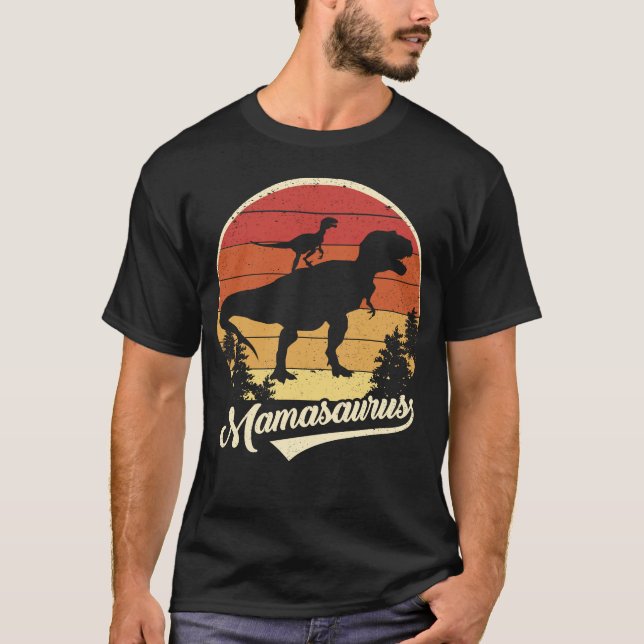 T-shirt Mamasaurus Maman Trex Dinosaur Drôle Graphique Rét (Devant)