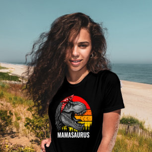 T-shirt Mamasaurus T-rex Bandana Vintage Retro Sunset