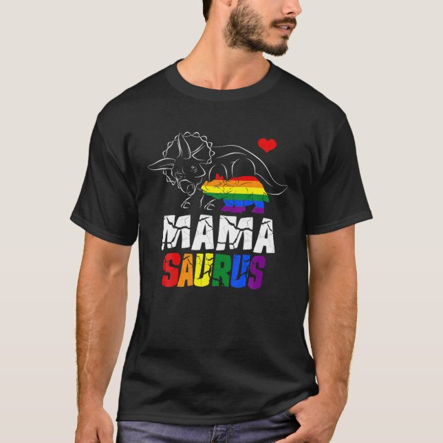 T-shirt Mamasaurus Tricératops Mama Saurus Rex Gay LGBT Pr (Devant)