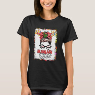 T-shirt Mamaw Claus Messy Bun Wink Eye Christmas Reindeer