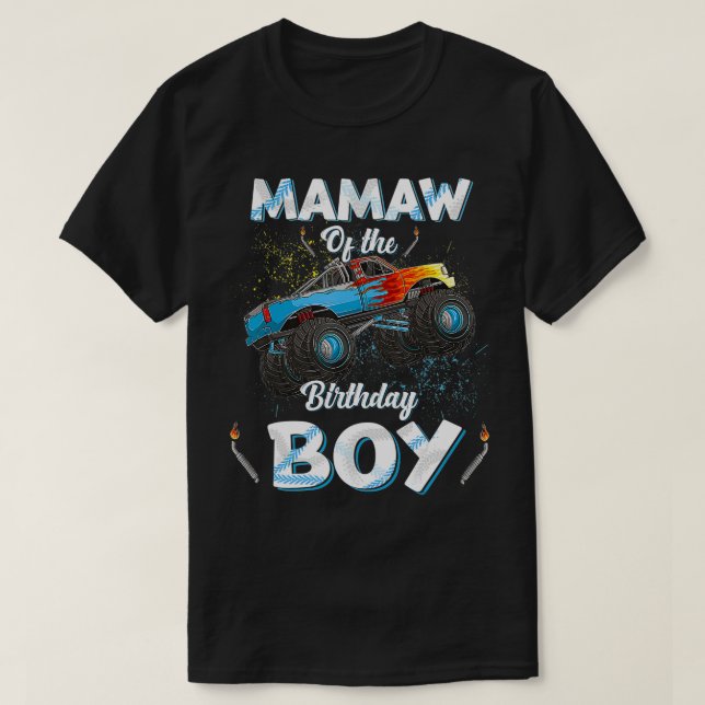 T-shirt Mamaw De L'Anniversaire Garçon Monster Camion Anni (Design devant)