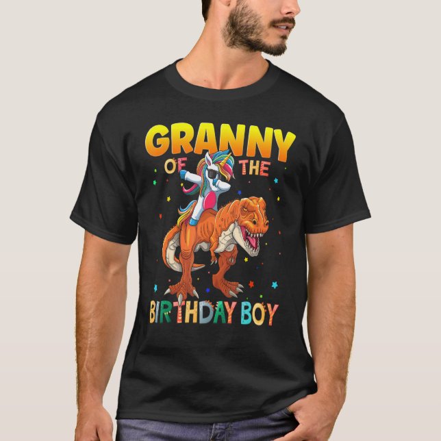 T-shirt Mamie De L'Anniversaire Garçon Dabbing Unicorn équ (Devant)