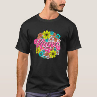 T-shirt Mamie Groovy Fleurs Rétro Femmes Fête des Mères Gr