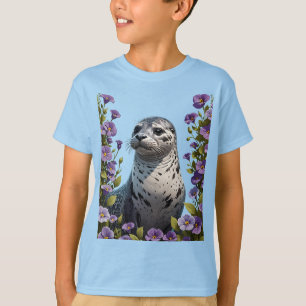 T-shirt Mammifère Côtier De Phoque Portuaire Entouré De Vi