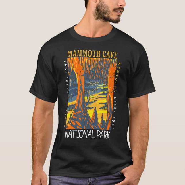T-shirt Mammoth Cave National Park Kentucky Distressed Vin (Devant)