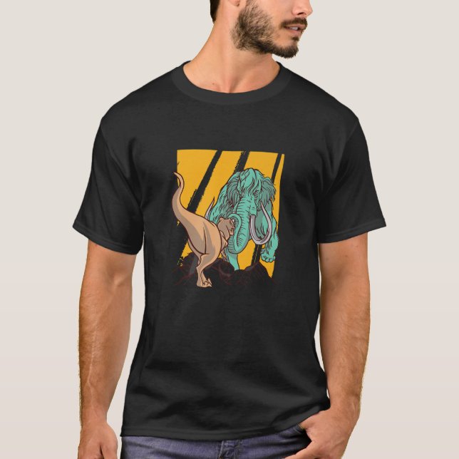 T-shirt Mammoth Vs T Rex Dino Combattez Mammoth Dinosaur C (Devant)