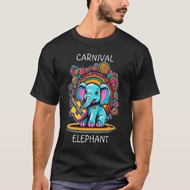 T-shirt Mammothe mélodique Eléphant Jouer de la guitare (Devant)