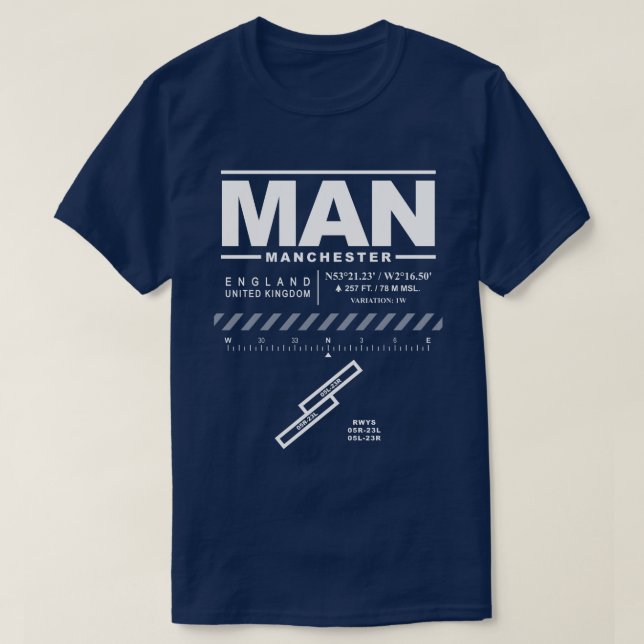 T-shirt MAN de l'aéroport de Manchester (Design devant)