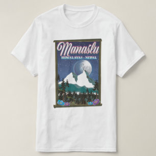 T-shirt Manaslu Himalayas Népal carte de l'affiche