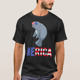 T-shirt Manatee 4 juillet Merica Animal Mer Sunglass Ame