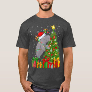 T-shirt Manatee Lighting Xmas Tree Santa Hat Manatee Chris