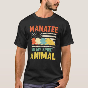 T-shirt Manatee My Spirit Animal USA Patriotic American Fl