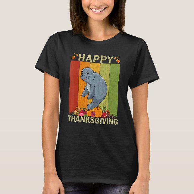 T-shirt Manatee  Retro Graphic Family Matching Thanksgivin (Devant)
