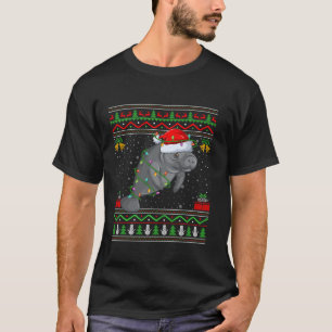 T-shirt Manatte Noël éclaire Père Noël Ugly Sweater Noël