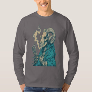 T-shirt Manche longue crâne de bélier fumeur occulte