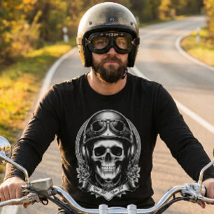 T-shirt Manche longue personnalisée moto crâne biker 2 fac