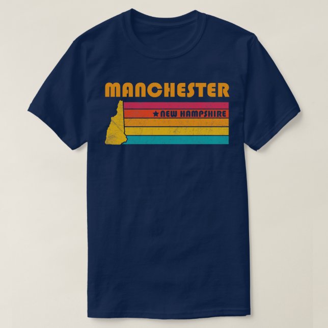 T-shirt Manchester New Hampshire Vintage Souven en détress (Design devant)