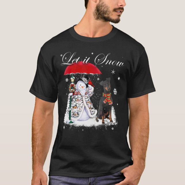 T-shirt Manchester Terrier Père Noël Chien Noël Snowman Xm (Devant)