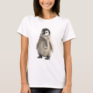 T-shirt Manchot Adorable et Fluffy en Écharpe Douillette