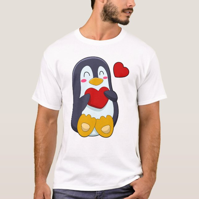 T-shirt Manchot avec cœur (Devant)