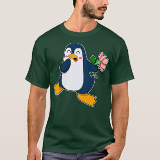 T-shirt Manchot avec fleur rosa