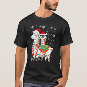 T-shirt Manchots Éclairage de Noël Manchot chevauchant Lam