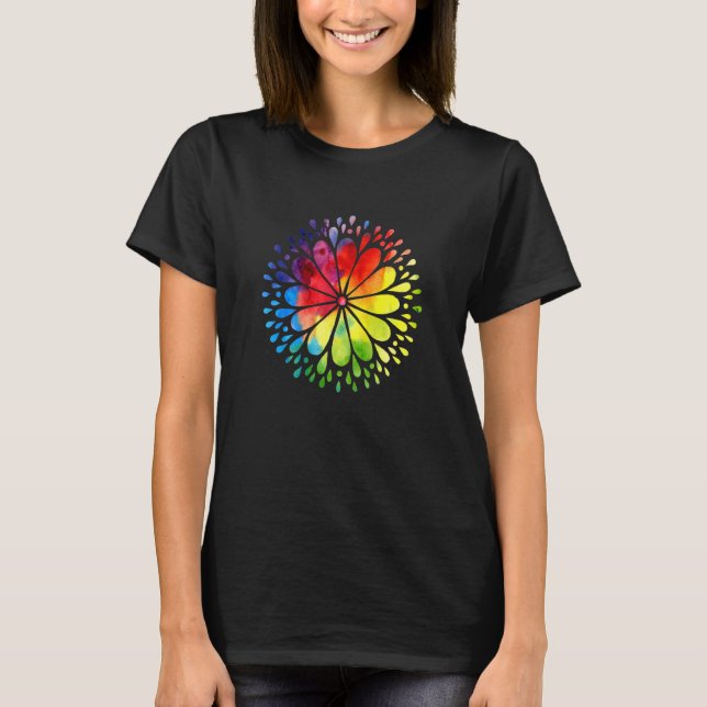 T-shirt Mandala aux fleurs colorées (Devant)