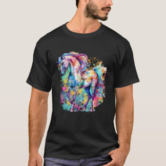 T-shirt Mandala Bright Colored Arabian Horse Flowing Fanta