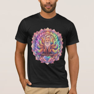 T-Shirt Mandala Kitsune Renard à Neuf Queues Arc-e