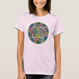 T-shirt Mandala Lotus Rose/Vert
