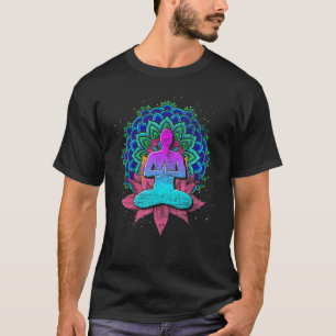 T-shirt Mandala Namaste Yogi Bouddhiste Fleur de Lotus Col