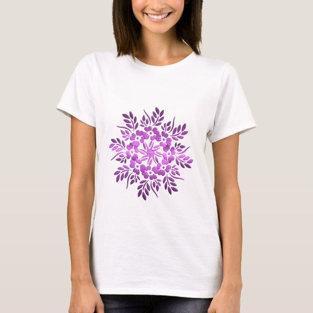 T-shirt Mandala pourpre floral (Devant)