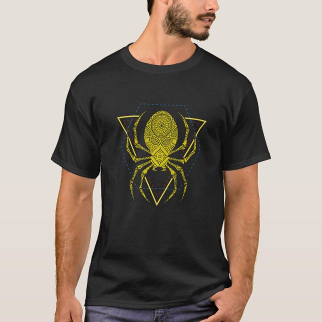 T-shirt Mandala Spider Geometire Triangle Shape (Devant)