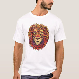 T-shirt Mandala Tête de Lion Coloré Orné Art Tribal Boho