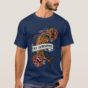T-shirt Mandala Tribal Tattoo amateurs requin Rose
