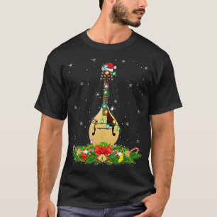 T-shirt Mandolin Lover Music Lover Lumière Xmas Père Noël 