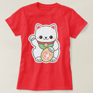 T-shirt Maneki blanc mignon Neko