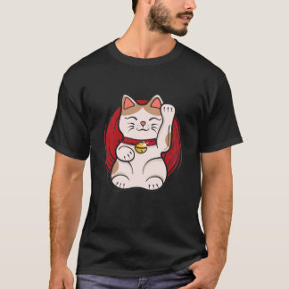 T-shirt Maneki Neko Lucky Cat Statue Waving Japanese Style