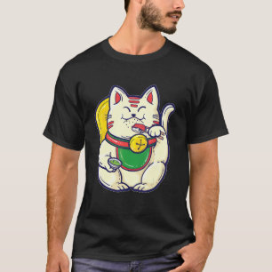 T-shirt Maneki Neko mangeant des sushis Chance asiatique C