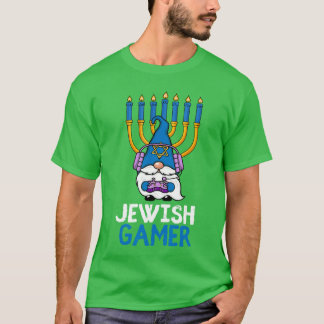 T-shirt Manette de jeu vidéo Gnomes de Hanukkah Bougies Je