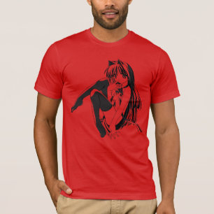 T-shirt Manga, Chat fille aux oreilles de chat Furry Kawai
