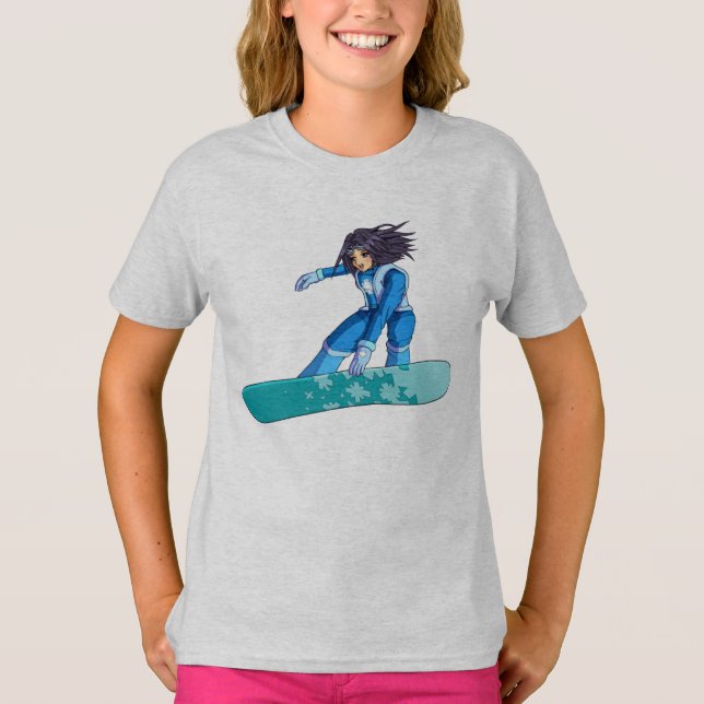 T-shirt Manga Snowboarder Girl (Devant)
