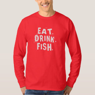 T-shirt Mange, Bois, Poisson. Chemise de pêche amusante
