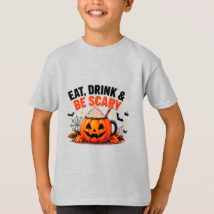 T-shirt Manger Boire Et Être Drôle Et Effrayant Citrouille